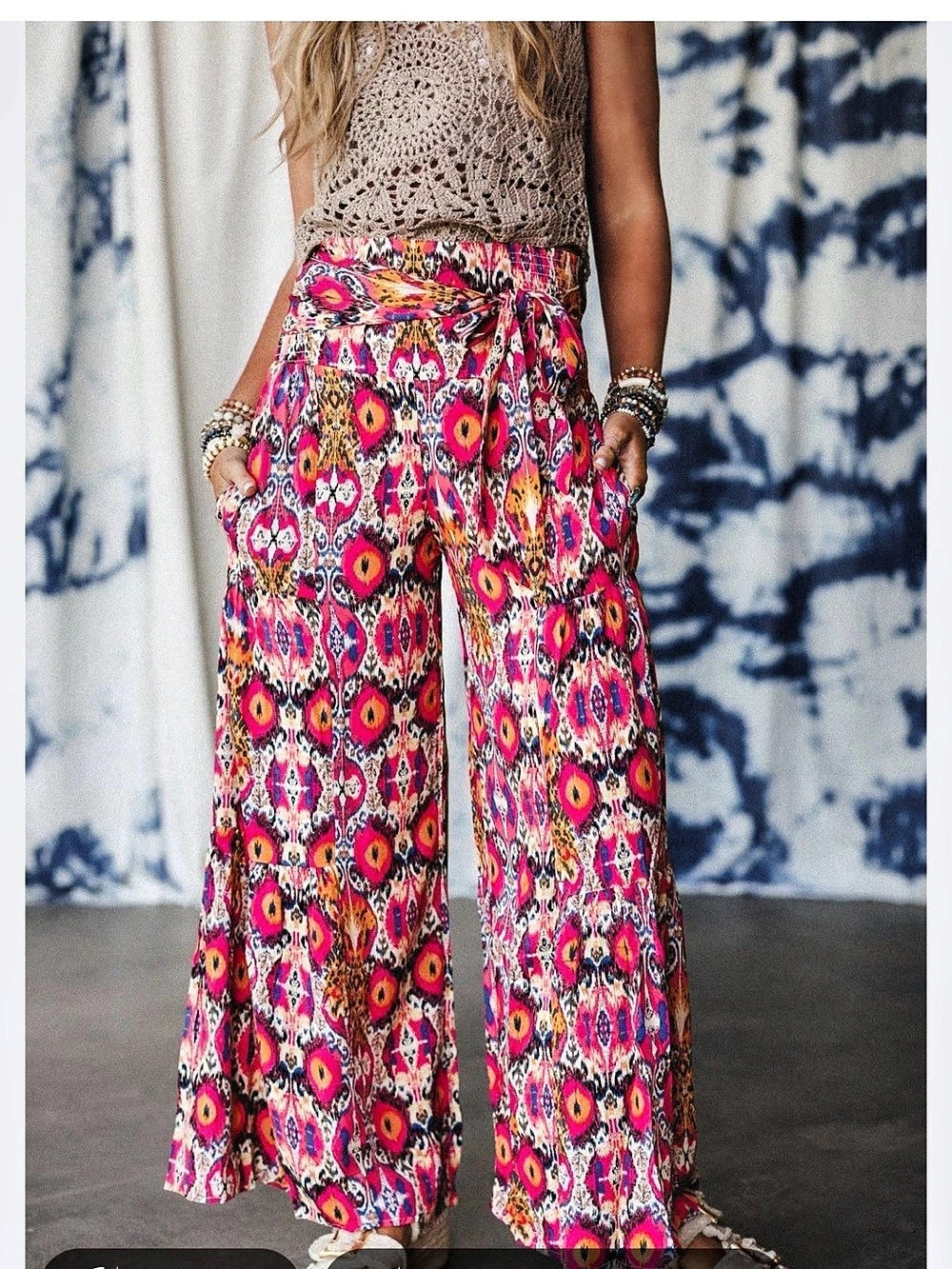 Three bird nest  Wide Leg Printed Pants XL NWT